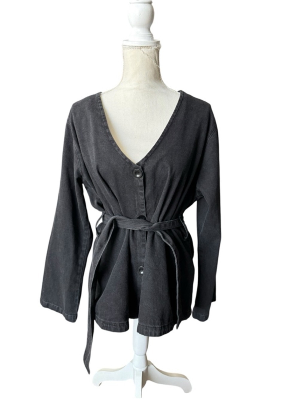 Women's ASOS Denim Button Down Shirt Plus Size 14 Black